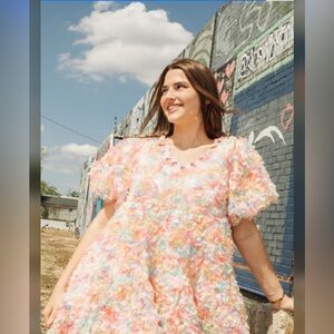 QUEEN OF SPARKLES Pastel Floral Mini Dress